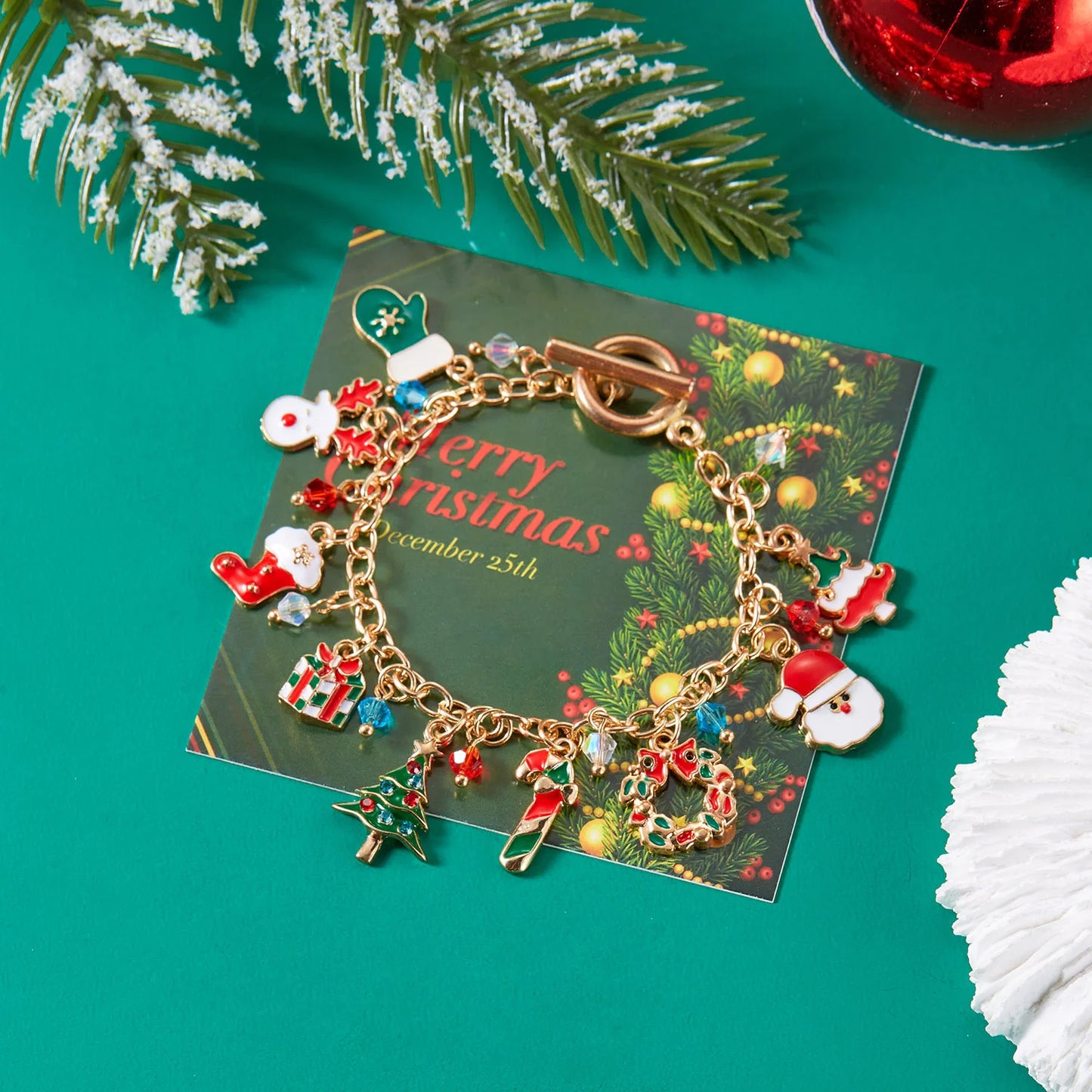Fashion Santa Claus Snowman Star Christmas Tree Pendant Bracelet For