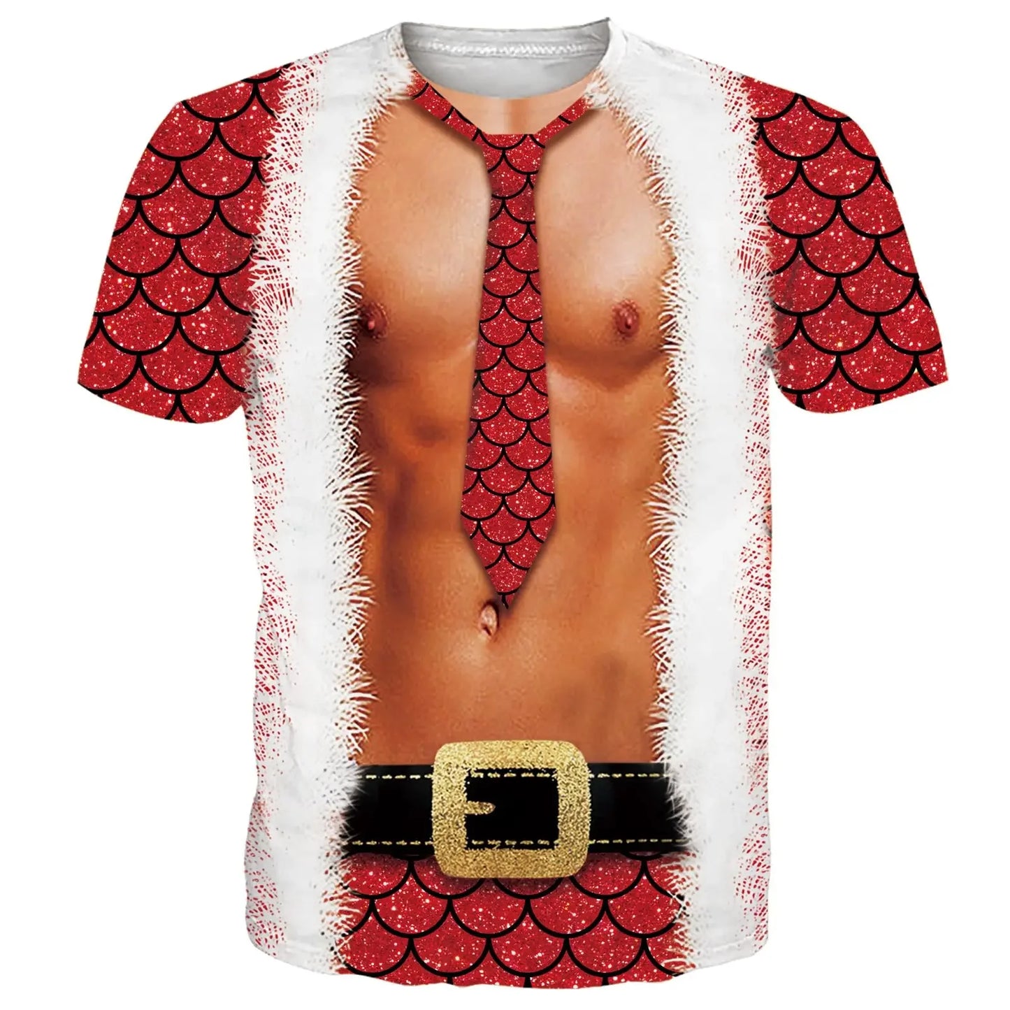 Funny Muscle Santa Claus Costume T-shirt 3D Printed Men Women T-shirt