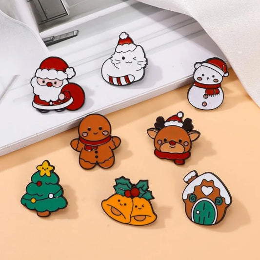 Cute Cartoon Christmas Day Enamel Brooch Creative Santa Claus Snowman