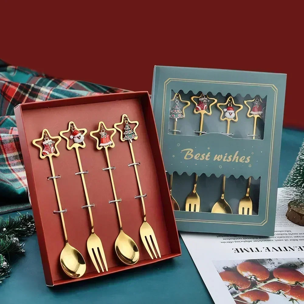 Christmas Decorations Home Christmas Table Decor Stainless SpoonsFork