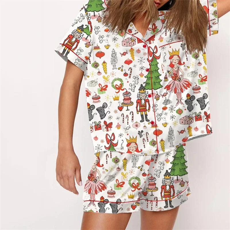 Nutcracker Pajamas Women Christmas Pajama Set Short Sleeve