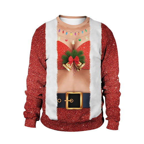 Unisex Ugly Christmas Print Pullover Sweater Shape For Men Women 3D