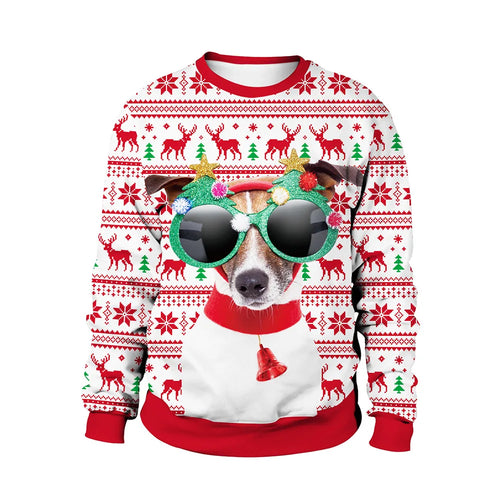Unisex Ugly Christmas Print Pullover Sweater Shape For Men Women 3D