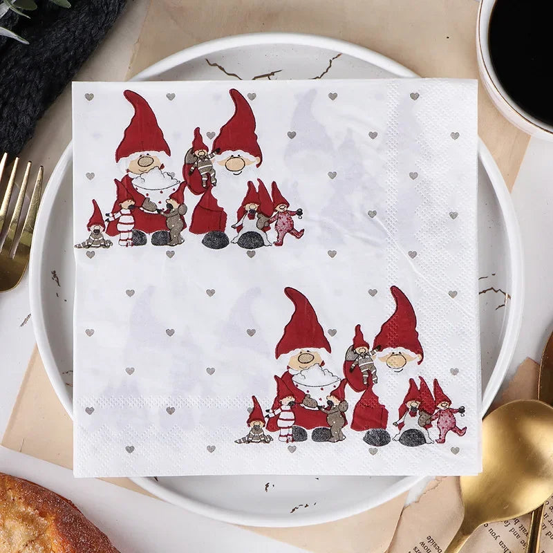 20pcs/Pac 33cm 2-Ply Christmas Snowman Printed Napkins Restaurant