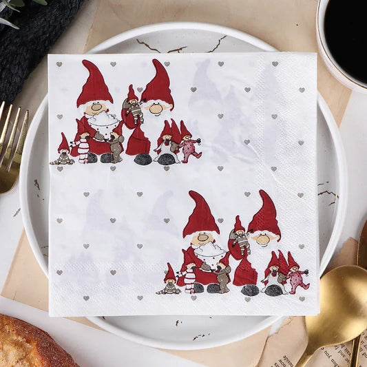 20pcs/Pac 33cm 2-Ply Christmas Snowman Printed Napkins Restaurant