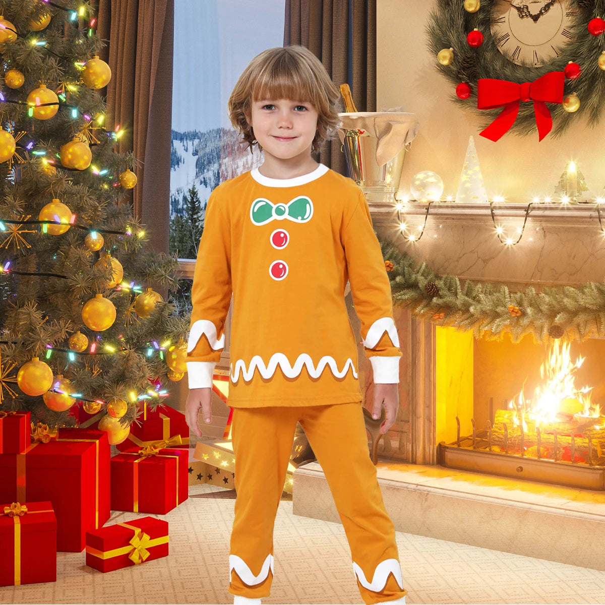 Kids Pyjamas Toddler Gingerbread Man Costume Infant Boys Girls