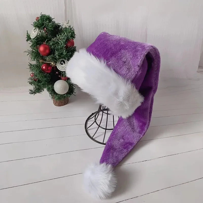 Christmas Black Red Plush Hat Santa Novelty Hat Kids Christmas