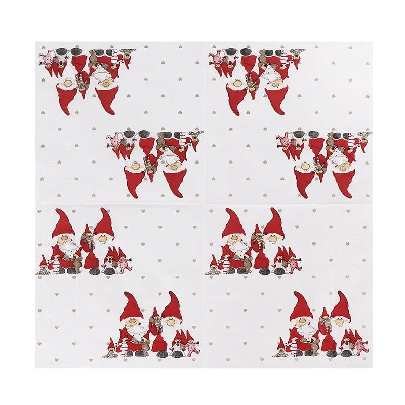 20pcs/Pac 33cm 2-Ply Christmas Snowman Printed Napkins Restaurant