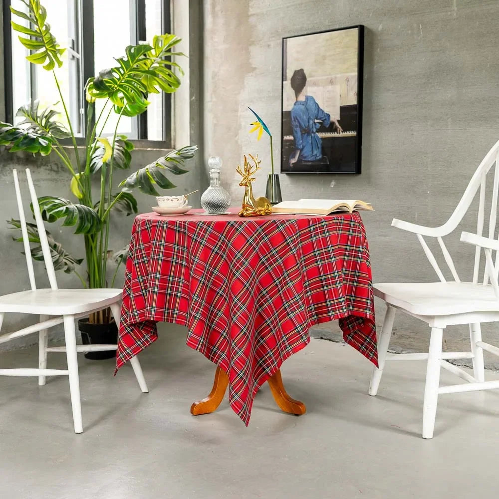 Plaid Tablecloth Xmas Christmas Red Green Rectangle Party Table Cloth