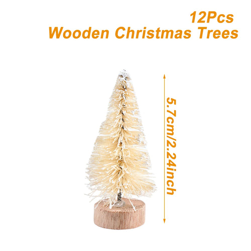Artificial Mini Wooden Christmas Tree Blue Green White Gold Tower Pine