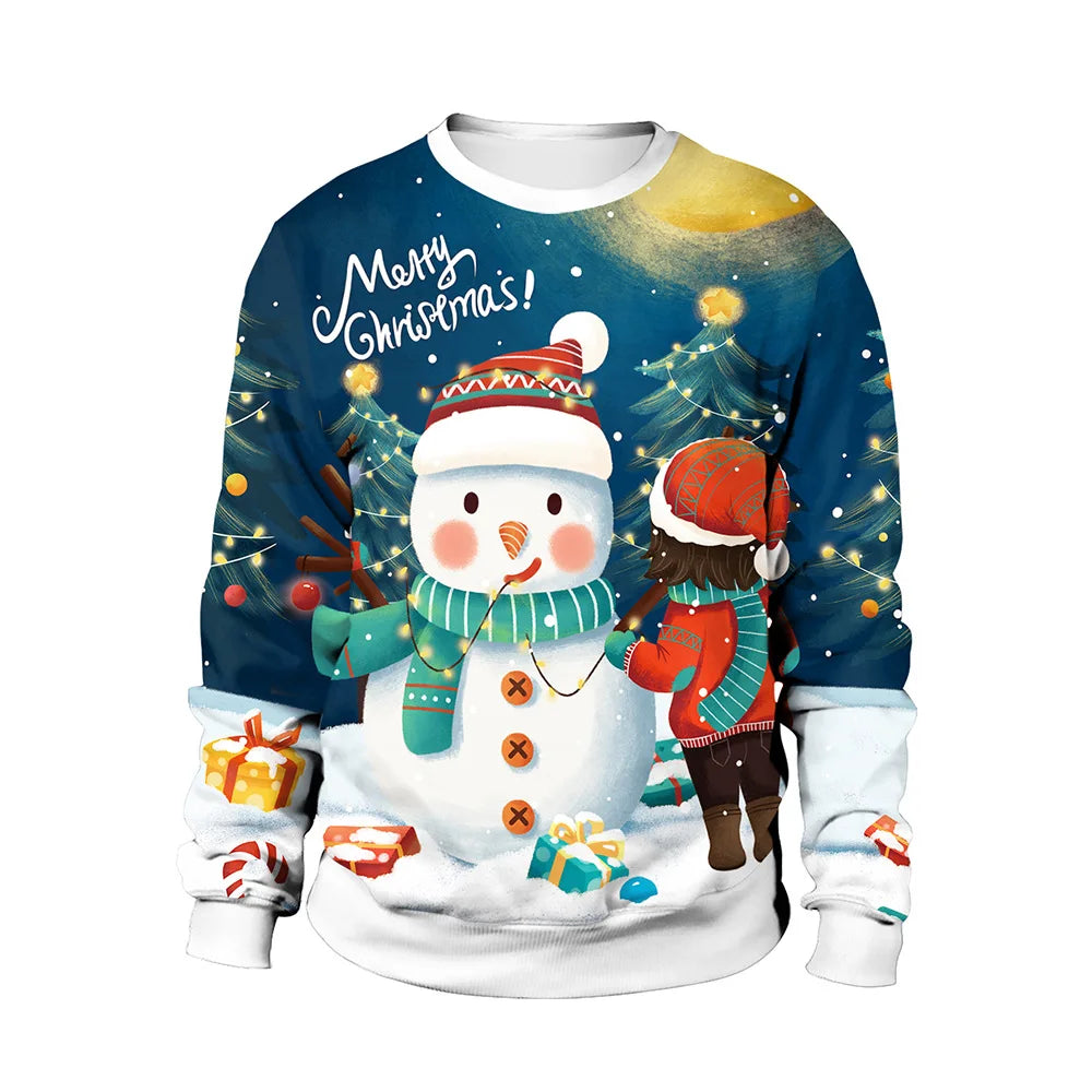 Unisex Ugly Christmas Print Pullover Sweater Shape For Men Women 3D