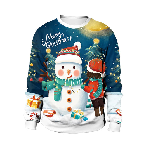 Unisex Ugly Christmas Print Pullover Sweater Shape For Men Women 3D
