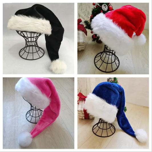 Christmas Black Red Plush Hat Santa Novelty Hat Kids Christmas