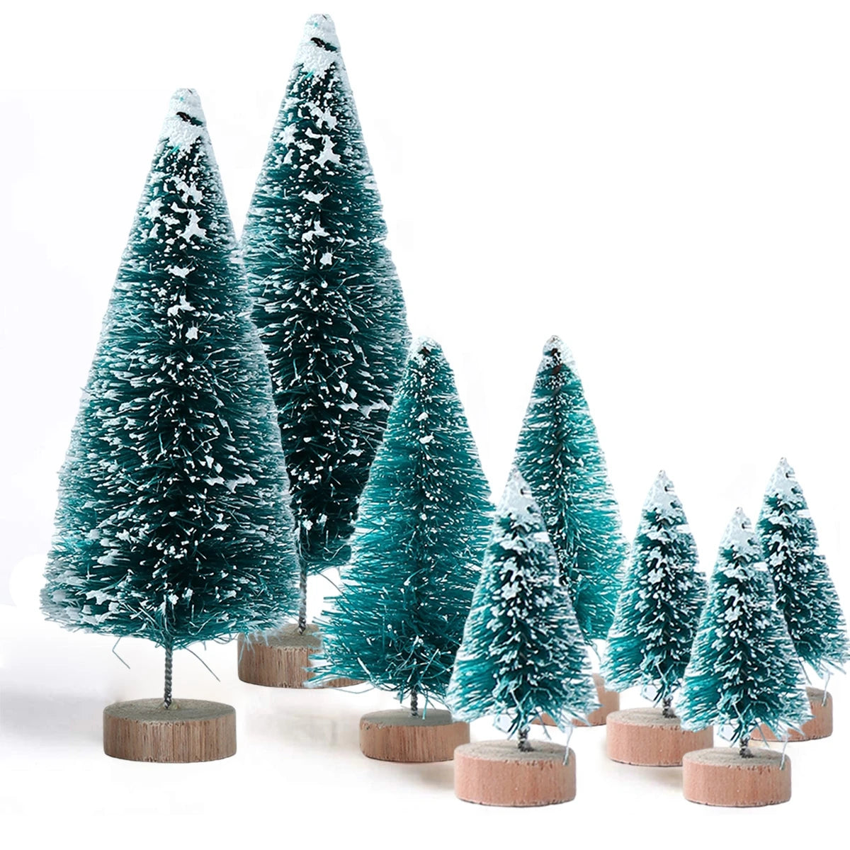 Artificial Mini Wooden Christmas Tree Blue Green White Gold Tower Pine