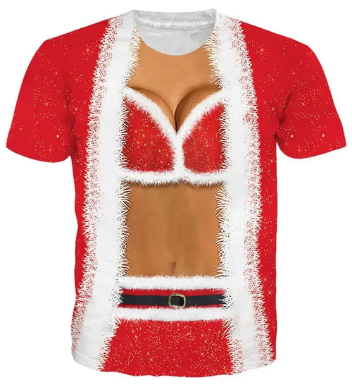 Funny Muscle Santa Claus Costume T-shirt 3D Printed Men Women T-shirt