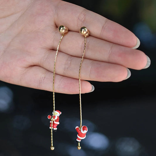 New Design Asymmetric Snowflake Christmas Boot Hat Drop Earrings for