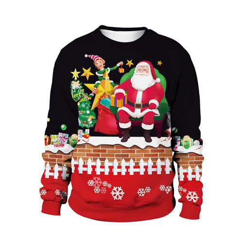 Unisex Ugly Christmas Print Pullover Sweater Shape For Men Women 3D