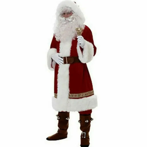 Adults 8pcs Men Christmas Santa Claus Suit Costume Cosplay Clothes