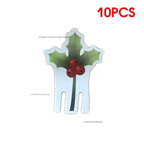 10pcs/set Christmas Glass Cup Card Santa Claus Hat Wine Glass Decor