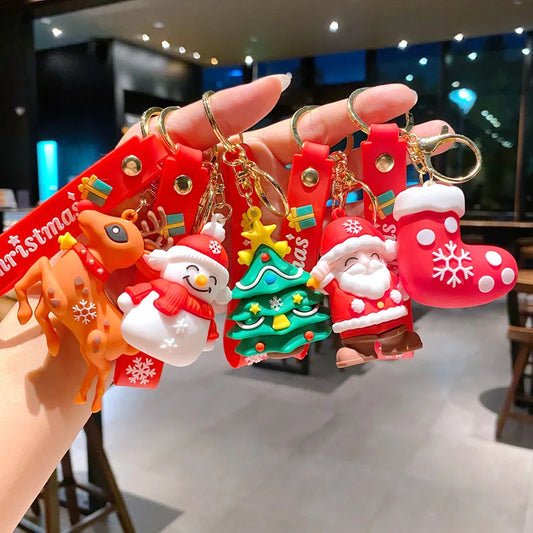 Creative Cartoon Santa Claus Snowman Keychain Pendant Bag Car Keychain
