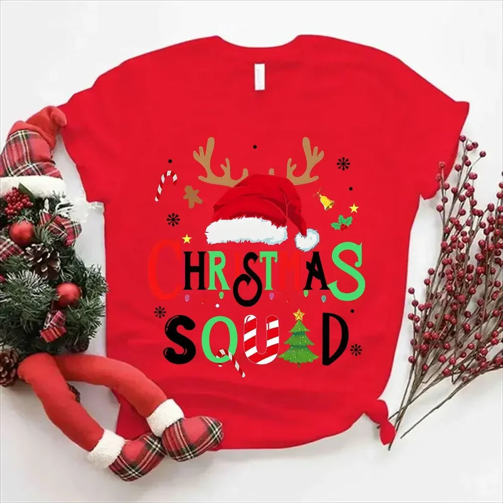 Family Christmas 2024 Squad Tshirts Matching Christmas Santa Reindeer