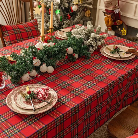 Plaid Tablecloth Xmas Christmas Red Green Rectangle Party Table Cloth
