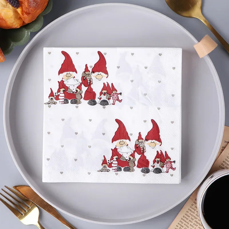 20pcs/Pac 33cm 2-Ply Christmas Snowman Printed Napkins Restaurant