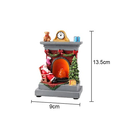 Christmas Glowing Ornaments Santa Claus Snowman Fireplace Resin LED - Christmas.ca