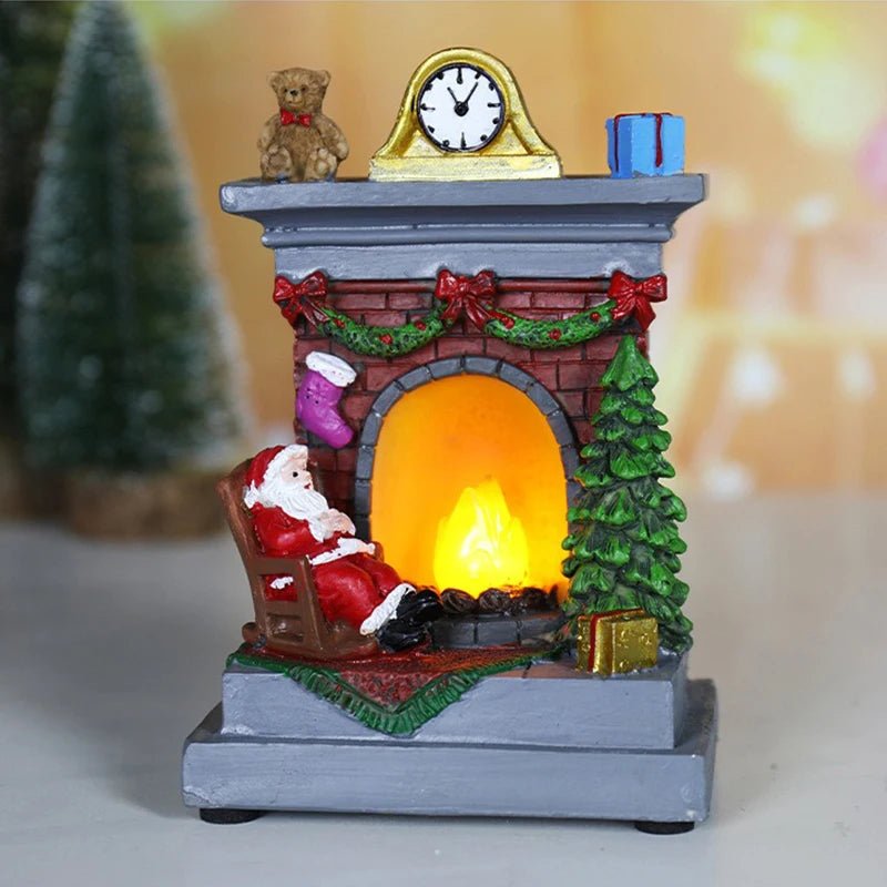 Christmas Glowing Ornaments Santa Claus Snowman Fireplace Resin LED - Christmas.ca
