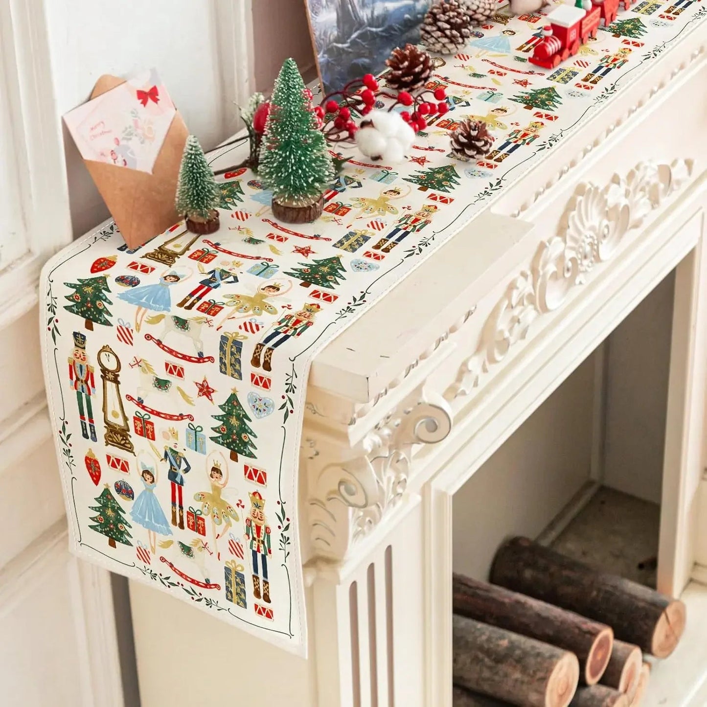Christmas Watercolor Nutcracker Linen Table Runners Dresser Scarf - Christmas.ca