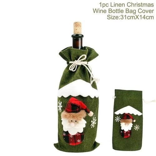 Creative Christmas Wine Bottle Set Golden Velvet Dress Wine Bottle - Christmas.ca