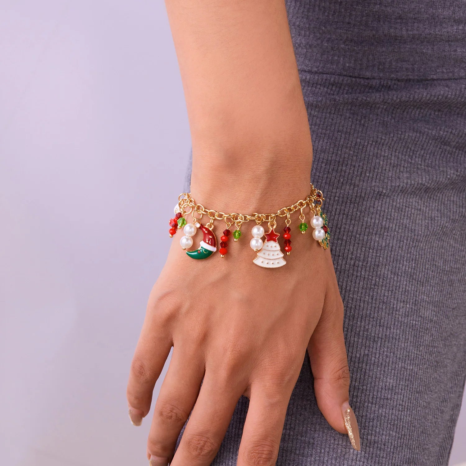 Fashion Santa Claus Snowman Star Christmas Tree Pendant Bracelet For - Christmas.ca