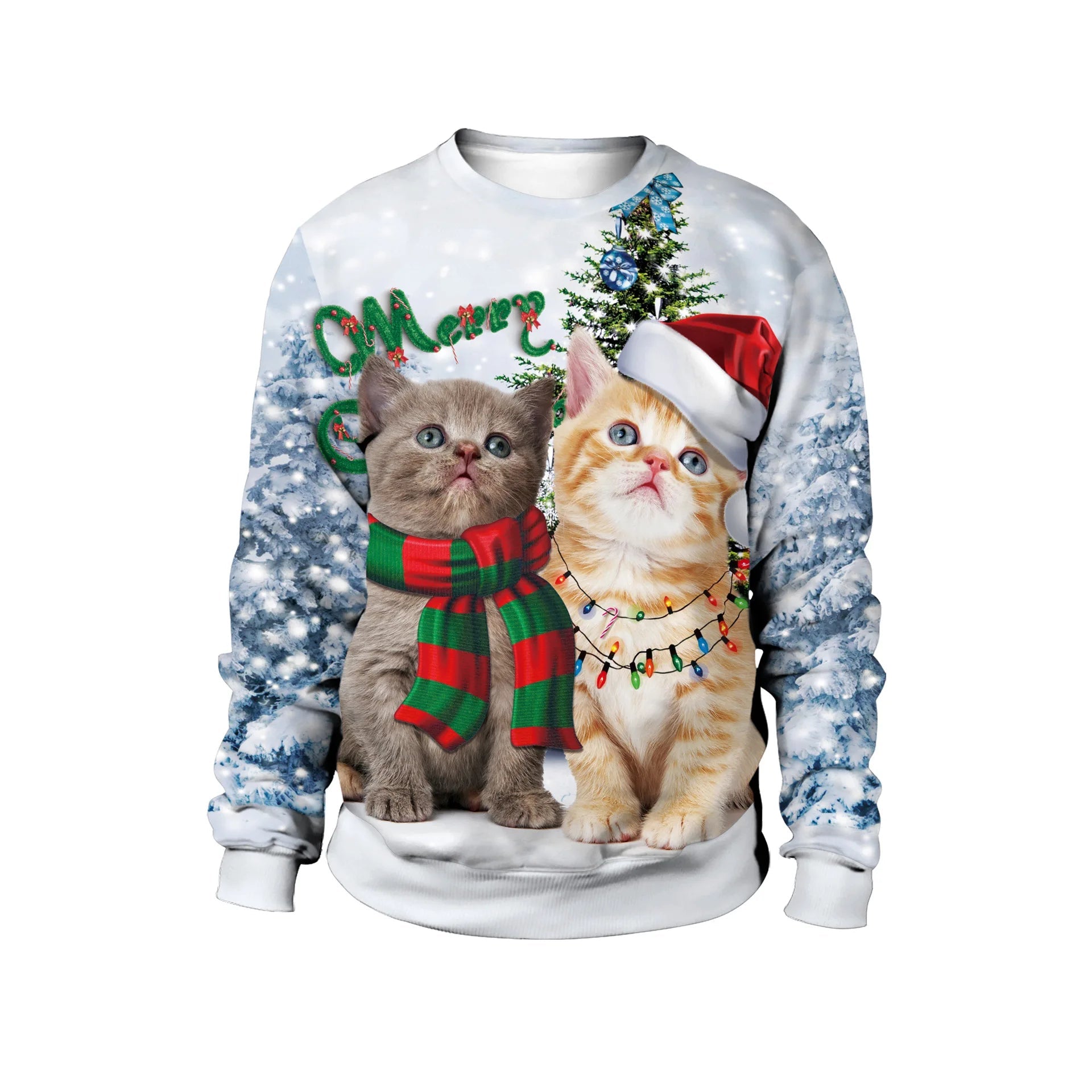 Unisex Ugly Christmas Print Pullover Sweater Shape For Men Women 3D - Christmas.ca