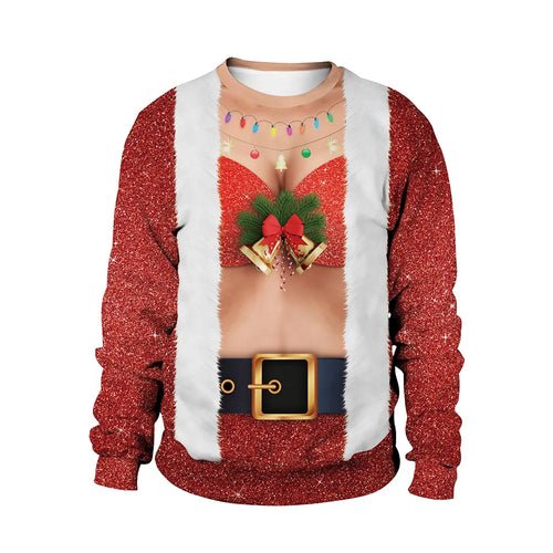 Unisex Ugly Christmas Print Pullover Sweater Shape For Men Women 3D - Christmas.ca